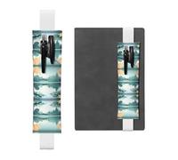 WZYWHJ White Fallen Leaves on a Tranquil Lake Prints Leather Pen Holder Bookmark - Elastic Clip for Notebooks & Journals with Adjustable Strap, Holds 2-3 Pens