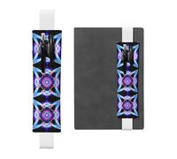 WZYWHJ White Four Dimensional Space Prints Leather Pen Holder Bookmark - Elastic Clip for Notebooks & Journals with Adjustable Strap, Holds 2-3 Pens