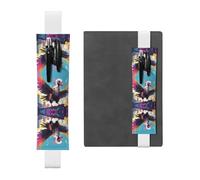 WZYWHJ White Graffiti Vulture Prints Leather Pen Holder Bookmark - Elastic Clip for Notebooks & Journals with Adjustable Strap, Holds 2-3 Pens
