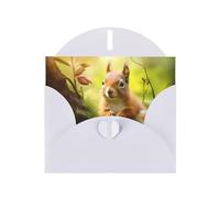 WZYWHJ White Holiday Greeting Card 6x4 in with Envelope for Christmas, Birthday, Valentine's Day, Party Invitation Cute little squirrel Printed