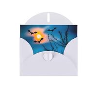 WZYWHJ White Holiday Greeting Card 6x4 in with Envelope for Christmas, Birthday, Valentine's Day, Party Invitation Bat Under Night Sky Printing