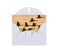 WZYWHJ White Holiday Greeting Card 6x4 in with Envelope for Christmas, Birthday, Valentine's Day, Party Invitation Autumn Geese Flying South Printing