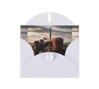 WZYWHJ White Holiday Greeting Card 6x4 in with Envelope for Christmas, Birthday, Valentine's Day, Party Invitation Tractor on the farm Printed