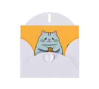 WZYWHJ White Holiday Greeting Card 6x4 in with Envelope for Christmas, Birthday, Valentine's Day, Party Invitation Cat playing with ball of string Pattern