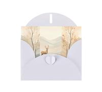 WZYWHJ White Holiday Greeting Card 6x4 in with Envelope for Christmas, Birthday, Valentine's Day, Party Invitation Deer from a distance Printed