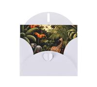 WZYWHJ White Holiday Greeting Card 6x4 in with Envelope for Christmas, Birthday, Valentine's Day, Party Invitation Animals In The Rainforest Printing