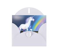 WZYWHJ White Holiday Greeting Card 6x4 in with Envelope for Christmas, Birthday, Valentine's Day, Party Invitation Unicorn Printing