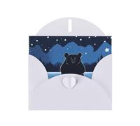 WZYWHJ White Holiday Greeting Card 6x4 in with Envelope for Christmas, Birthday, Valentine's Day, Party Invitation Bear Bathing Under The Stars Pattern