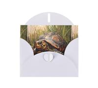 WZYWHJ White Holiday Greeting Card 6x4 in with Envelope for Christmas, Birthday, Valentine's Day, Party Invitation The turtle crawling into the swamp Printed