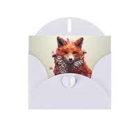 WZYWHJ White Holiday Greeting Card 6x4 in with Envelope for Christmas, Birthday, Valentine's Day, Party Invitation Creative fox sculpture Printed