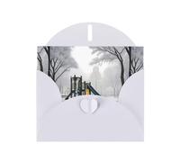 WZYWHJ White Holiday Greeting Card 6x4 in with Envelope for Christmas, Birthday, Valentine's Day, Party Invitation Snow slide Printed
