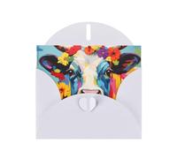 WZYWHJ White Holiday Greeting Card 6x4 in with Envelope for Christmas, Birthday, Valentine's Day, Party Invitation Cows with garlands Printing