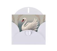 WZYWHJ White Holiday Greeting Card 6x4 in with Envelope for Christmas, Birthday, Valentine's Day, Party Invitation Nice Swan Prints