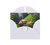 WZYWHJ White Holiday Greeting Card 6x4 in with Envelope for Christmas, Birthday, Valentine's Day, Party Invitation Snail on a leaf Printed