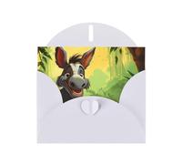 WZYWHJ White Holiday Greeting Card 6x4 in with Envelope for Christmas, Birthday, Valentine's Day, Party Invitation Cute donkey Printed