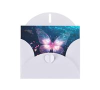 WZYWHJ White Holiday Greeting Card 6x4 in with Envelope for Christmas, Birthday, Valentine's Day, Party Invitation Crystal butterfly in water Printed