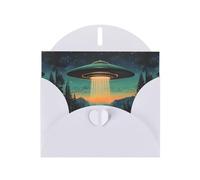 WZYWHJ White Holiday Greeting Card 6x4 in with Envelope for Christmas, Birthday, Valentine's Day, Party Invitation Wonderful UFO Printed
