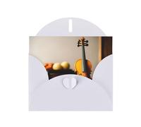 WZYWHJ White Holiday Greeting Card 6x4 in with Envelope for Christmas, Birthday, Valentine's Day, Party Invitation A violin Pattern