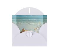 WZYWHJ White Holiday Greeting Card 6x4 in with Envelope for Christmas, Birthday, Valentine's Day, Party Invitation Shells on the beach Printed
