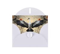 WZYWHJ White Holiday Greeting Card 6x4 in with Envelope for Christmas, Birthday, Valentine's Day, Party Invitation Cranes showing flight Printing