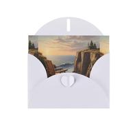 WZYWHJ White Holiday Greeting Card 6x4 in with Envelope for Christmas, Birthday, Valentine's Day, Party Invitation Looking out to sea Printed