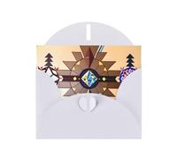 WZYWHJ White Holiday Greeting Card 6x4 in with Envelope for Christmas, Birthday, Valentine's Day, Party Invitation Aboriginal People Graphics Pattern