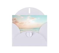 WZYWHJ White Holiday Greeting Card 6x4 in with Envelope for Christmas, Birthday, Valentine's Day, Party Invitation Quiet beach Picture