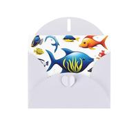 WZYWHJ White Holiday Greeting Card 6x4 in with Envelope for Christmas, Birthday, Valentine's Day, Party Invitation sea water animals Printing