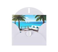 WZYWHJ White Holiday Greeting Card 6x4 in with Envelope for Christmas, Birthday, Valentine's Day, Party Invitation Love Island on the S Picture