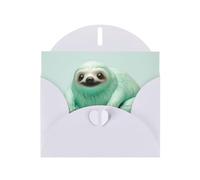 WZYWHJ White Holiday Greeting Card 6x4 in with Envelope for Christmas, Birthday, Valentine's Day, Party Invitation animal sloth mint green Pattern