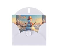 WZYWHJ White Holiday Greeting Card 6x4 in with Envelope for Christmas, Birthday, Valentine's Day, Party Invitation Snowman on ice Printed