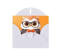WZYWHJ White Holiday Greeting Card 6x4 in with Envelope for Christmas, Birthday, Valentine's Day, Party Invitation Clever Owl Picture