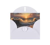 WZYWHJ White Holiday Greeting Card 6x4 in with Envelope for Christmas, Birthday, Valentine's Day, Party Invitation Sunrise at the seaside Picture