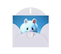 WZYWHJ White Holiday Greeting Card 6x4 in with Envelope for Christmas, Birthday, Valentine's Day, Party Invitation Cute mice Picture