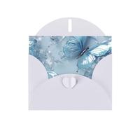 WZYWHJ White Holiday Greeting Card 6x4 in with Envelope for Christmas, Birthday, Valentine's Day, Party Invitation Crystal Butterfly Printed