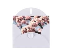 WZYWHJ White Holiday Greeting Card 6x4 in with Envelope for Christmas, Birthday, Valentine's Day, Party Invitation Blooming Cherry Blossoms Pattern