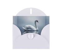 WZYWHJ White Holiday Greeting Card 6x4 in with Envelope for Christmas, Birthday, Valentine's Day, Party Invitation Swan on the water Printed