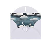 WZYWHJ White Holiday Greeting Card 6x4 in with Envelope for Christmas, Birthday, Valentine's Day, Party Invitation White swan Picture