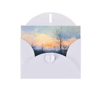 WZYWHJ White Holiday Greeting Card for Christmas, Birthday, Anniversary & more Country Road Pattern
