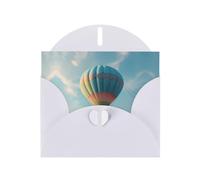 WZYWHJ White Holiday Greeting Card for Christmas, Birthday, Anniversary & more Hot air balloon flying high Picture