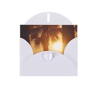 WZYWHJ White Holiday Greeting Card for Christmas, Birthday, Anniversary & more Palm trees at sunset Picture