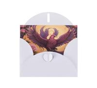 WZYWHJ White Holiday Greeting Card for Christmas, Birthday, Anniversary & more Phoenix and Rose Picture