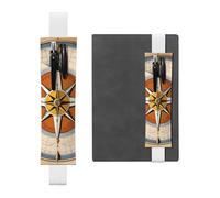 WZYWHJ White Law of The Compass Navigation Pattern Leather Pen Holder Bookmark - Elastic Clip for Notebooks & Journals with Adjustable Strap, Holds 2-3 Pens