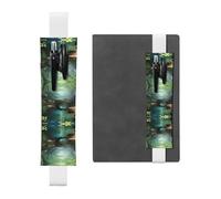 WZYWHJ White Little Bridge in The East Prints Leather Pen Holder Bookmark - Elastic Clip for Notebooks & Journals with Adjustable Strap, Holds 2-3 Pens