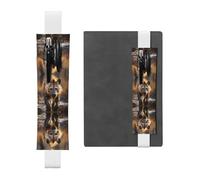 WZYWHJ White Lone Hyena Prints Leather Pen Holder Bookmark - Elastic Clip for Notebooks & Journals with Adjustable Strap, Holds 2-3 Pens