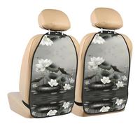 WZYWHJ White Lotus Flower Picture Car seat Anti Kick Storage pad 2 Pieces, Multi-Functional Storage Bag seat Protector After Installation