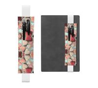 WZYWHJ White Love Pattern Prints Leather Pen Holder Bookmark - Elastic Clip for Notebooks & Journals with Adjustable Strap, Holds 2-3 Pens