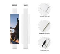 WZYWHJ White Mighty Bald Eagle Pattern Leather Pen Holder Bookmark - Elastic Clip for Notebooks & Journals with Adjustable Strap, Holds 2-3 Pens