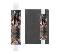 WZYWHJ White Mountaintop Dragon Prints Leather Pen Holder Bookmark - Elastic Clip for Notebooks & Journals with Adjustable Strap, Holds 2-3 Pens