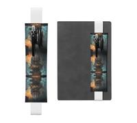 WZYWHJ White Nano-Mech Hive Prints Leather Pen Holder Bookmark - Elastic Clip for Notebooks & Journals with Adjustable Strap, Holds 2-3 Pens